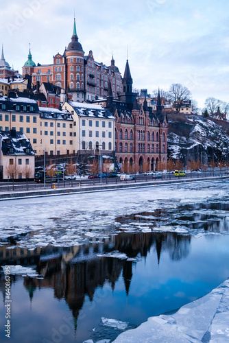 view of södermalm in stockholm in winter