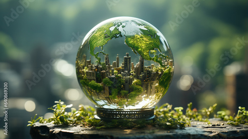 Climate emergency, the sphere represents our planet, it must be protected and everything is in our hands 