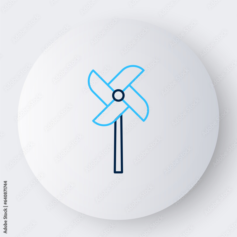 Line Pinwheel toy icon isolated on white background. Windmill toy icon. Colorful outline concept. Vector Line Pinwheel toy icon isolated on white background. Windmill toy icon. Colorful outline concept. Vector