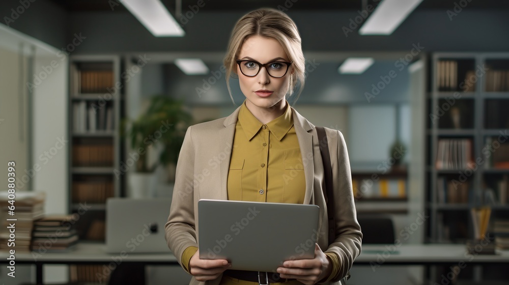 Business woman, generative ai image of confident CEO woman.