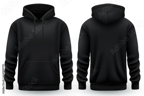 Set of Black front and back view tee hoodie hoody