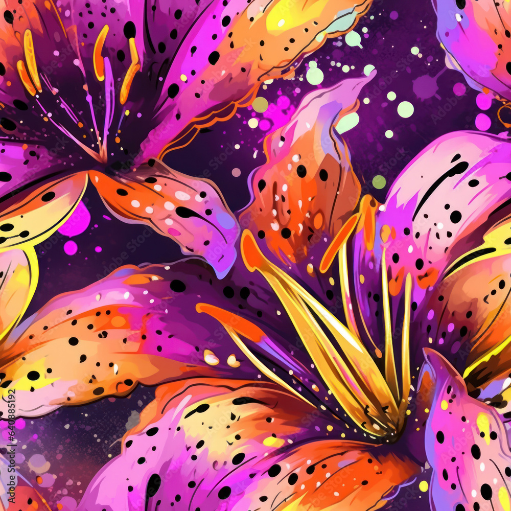 Elegant seamless pattern with lilies