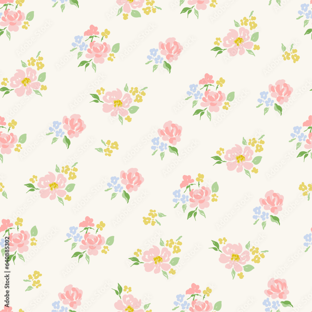 Vector seamless pattern with flowers