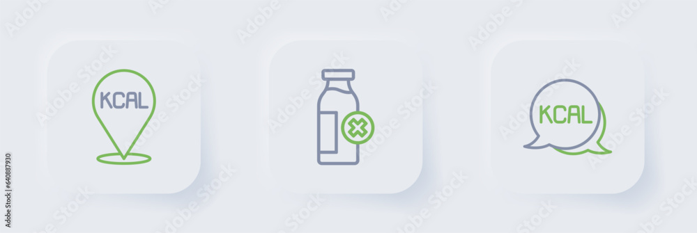 Set line Kcal, Lactose intolerance and icon. Vector Set line Kcal, Lactose intolerance and icon. Vector