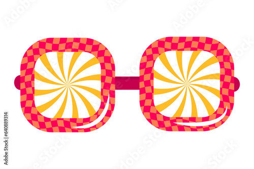 The summer of the 70s is the embodiment of the soul's vector, harmony, and love. Square-lensed glasses, enveloped in a psychedelic aura, create a unique hippie image. Retro style, groove.