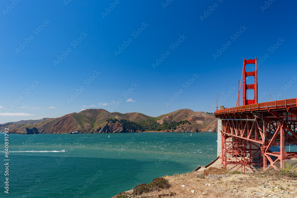 Sunny view of The Golden Gate Bridge