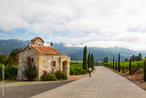 Canvas Print Sunny exterior view of the Castello di Amorosa winery