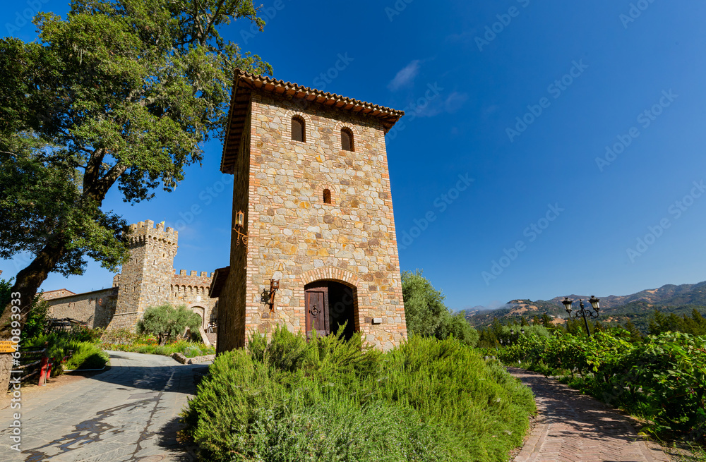 Fototapeta premium Sunny exterior view of the Castello di Amorosa winery