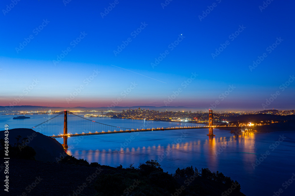 Sunrise landscape of the Golden Gate Bridge