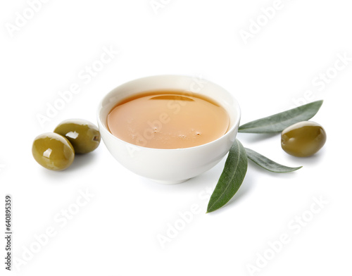 Wallpaper Mural Bowl of fresh olive oil on white background Torontodigital.ca