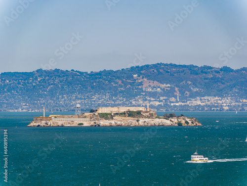 Sunny view of the building of Alcatraz Island