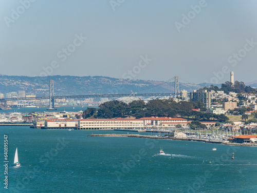 Sunny view of the cityscape, skyline with San Francisco Bay