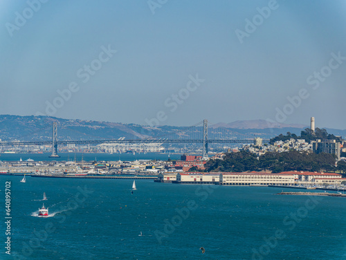 Sunny view of the cityscape  skyline with San Francisco Bay