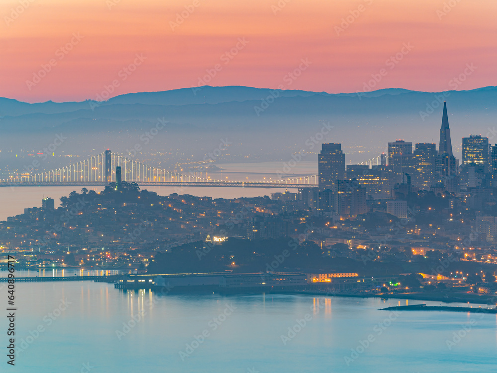 Fototapeta premium Sunrise landscape of the cityscape downtown