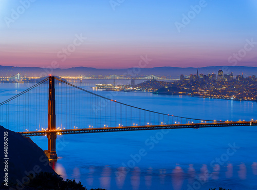 Sunrise landscape of the Golden Gate Bridge