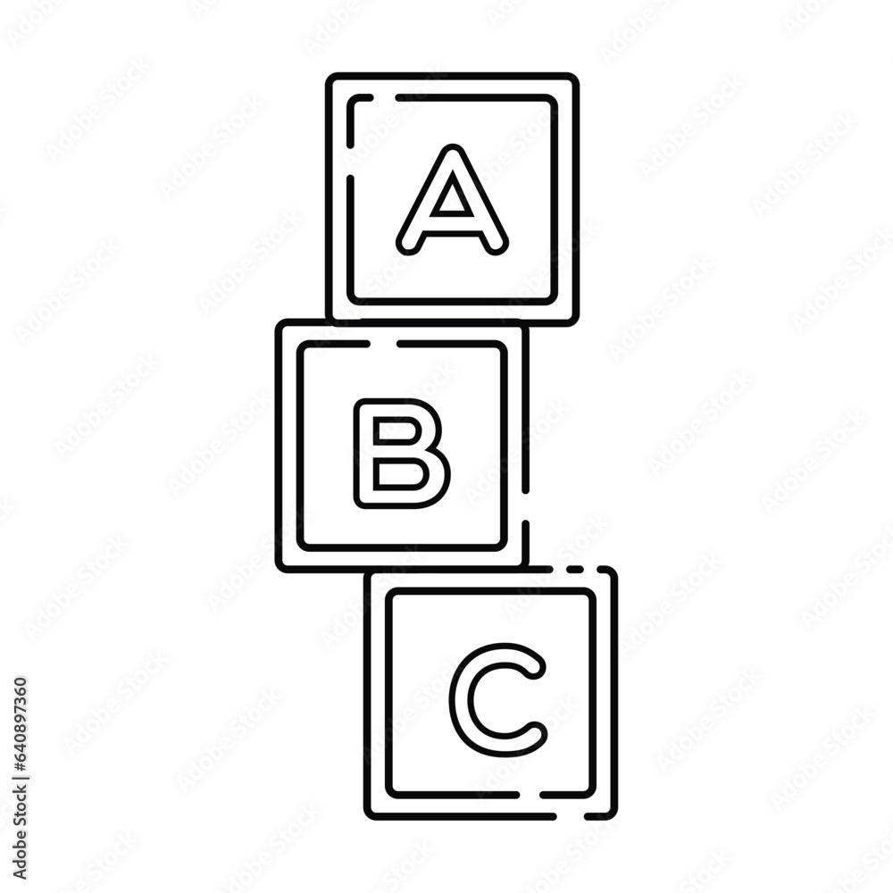 Isolated flat baby cube toy sketch icon Vector Isolated flat baby cube toy sketch icon Vector