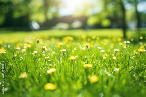 Spring summer natural background. Juicy young green grass