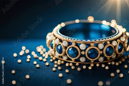 pearl necklace on a blue background