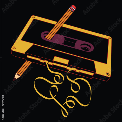 80s Cassette Tape Pencil 1980s Retro Vintage Music T-Shirt