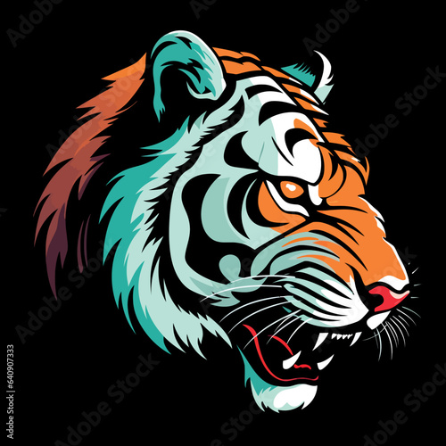 Tiger face design on black backgound Vector Illustration  tiger  face  design  black  background  vector  illustration  tiger face  black background  vector illustration  wildlife  mammal  feline