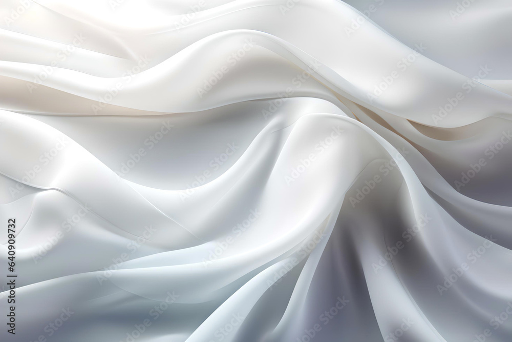 White background, Fabric texture, Silk fabric background, White textile, 3D Wave background