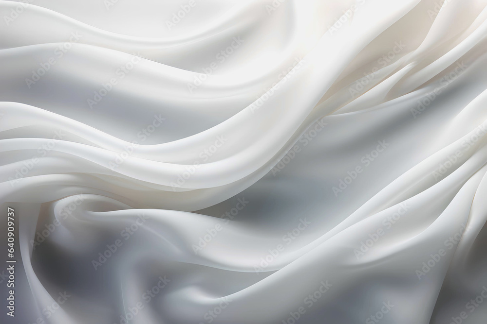 White background, Fabric texture, Silk fabric background, White textile, 3D Wave background