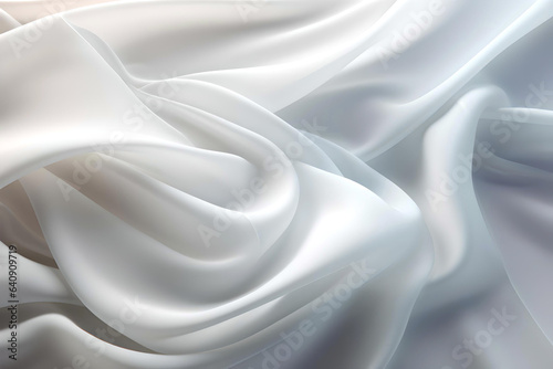 White background, Fabric texture, Silk fabric background, White textile, 3D Wave background