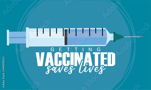 Isolated syringe vaccines save lives poster Vector