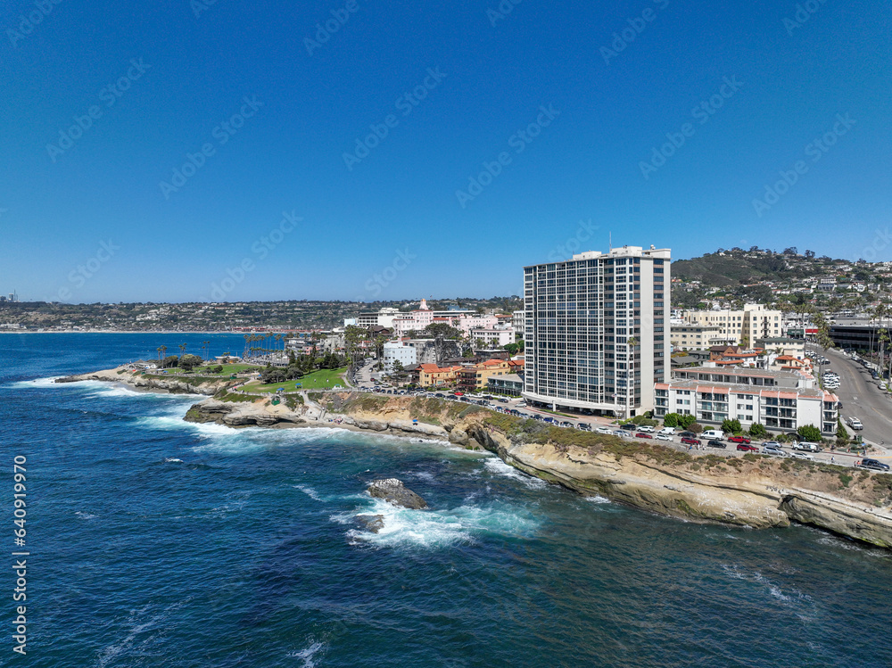 Aerial view of La Jolla town and beach in San Diego California. travel destination in USA