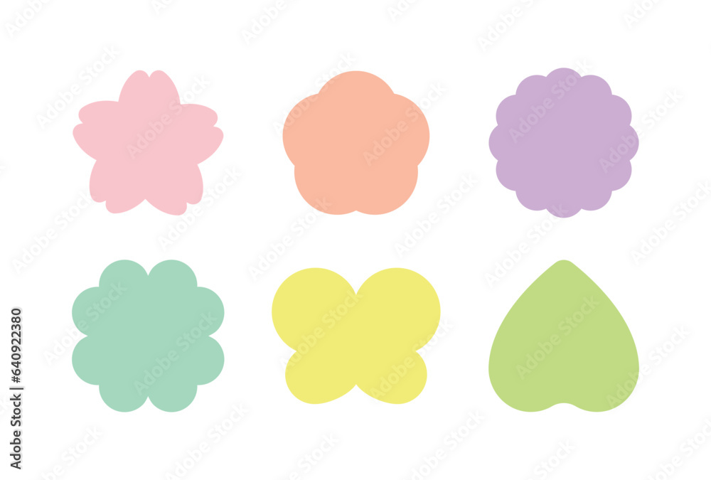 A set of frame illustrations of various shapes such as flowers, butterflies, leaves, and clover. A set of frame illustrations of various shapes such as flowers, butterflies, leaves, and clover.