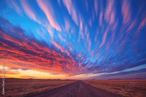 Wonderful sunset sky with stratosphere clouds with vibrant colors - background stock concepts