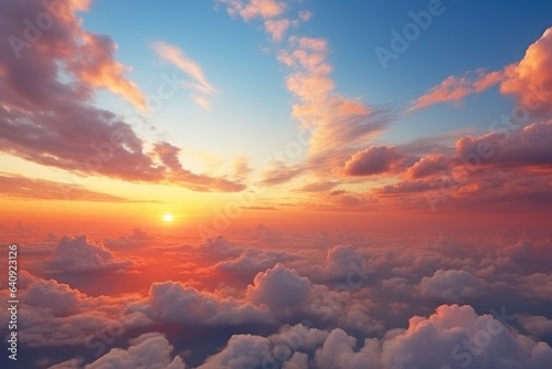 Wonderful sunset sky with puffy clouds with vibrant colors - background stock concepts © 4kclips