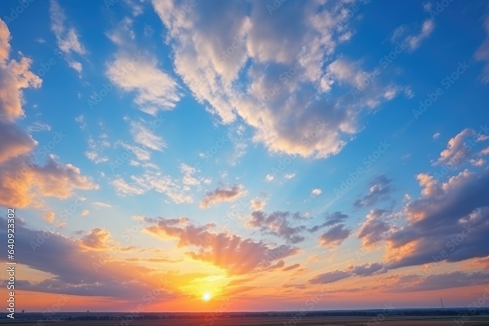 Wonderful natural sky with only a few clouds and sunset with vibrant colors - background stock concepts