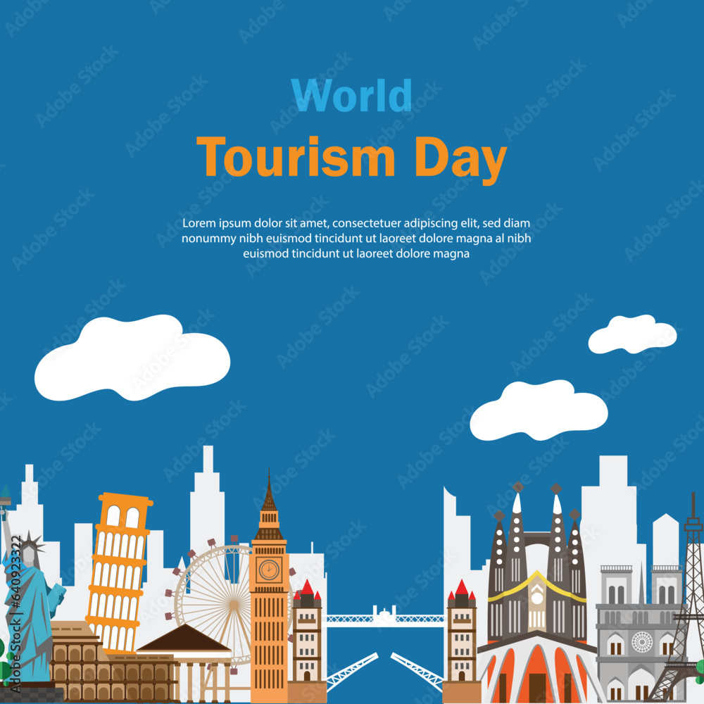 Free vector flat illustration for world tourism day celebration Free vector flat illustration for world tourism day celebration