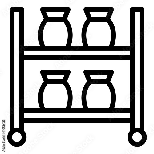 Trolley for pottery and ceramics outline icon