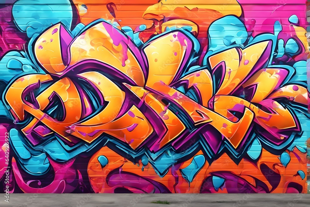 Fototapeta premium Street Graffiti Background, Street Graffiti Wallpaper, Graffiti Pattern, Graffiti Wall background, Graffiti Street Art, Graffiti Paint on Street Wall, AI Generative