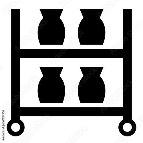 Trolley for pottery and ceramics solid glyph icon