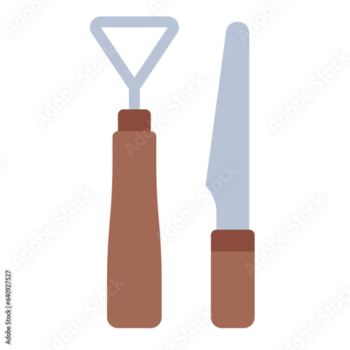 Tools for pottery and ceramics flat icon