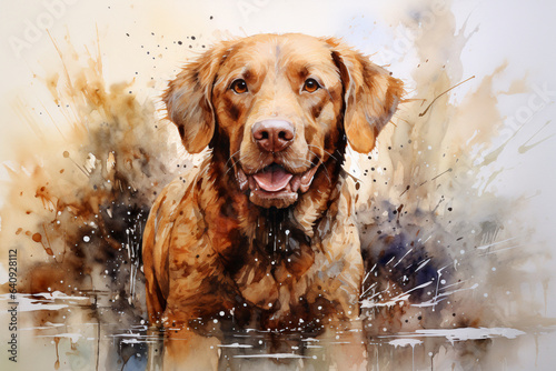 Watercolor painting Labrador Retriever