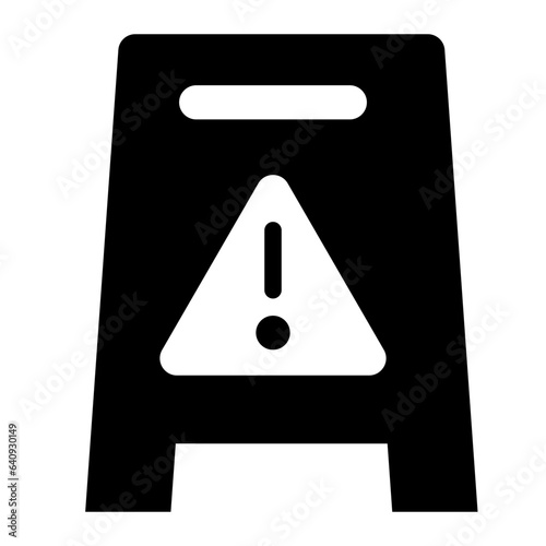 Caution Sign for wet floor solid glyph icon