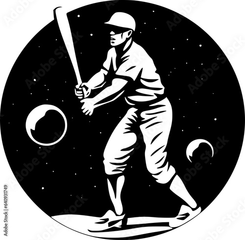 Baseball - Black and White Isolated Icon - Vector illustration