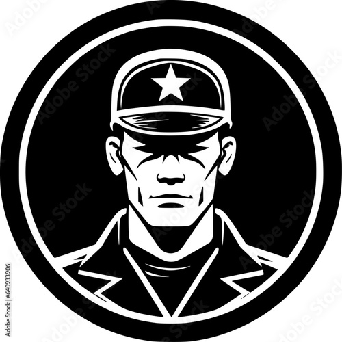 Military - Black and White Isolated Icon - Vector illustration