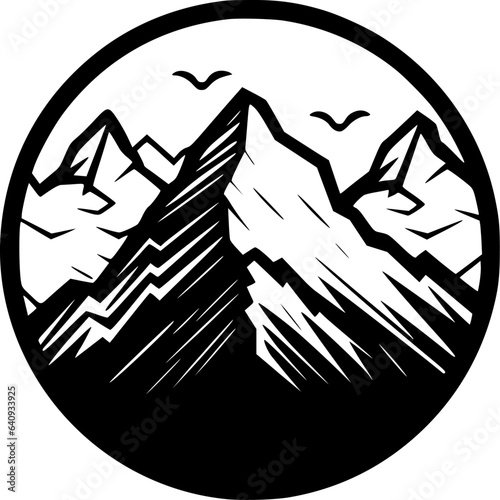 Mountain - Black and White Isolated Icon - Vector illustration