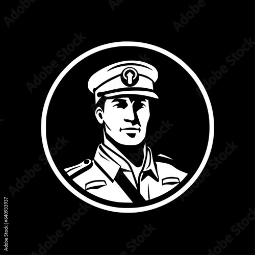 Military | Black and White Vector illustration