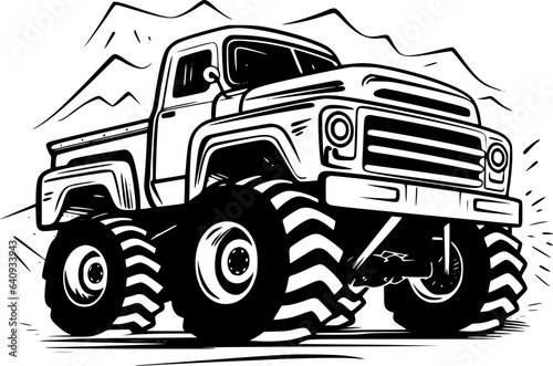 Monster Truck | Black and White Vector illustration