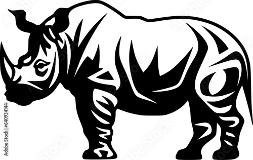 Rhinoceros   Black and White Vector illustration