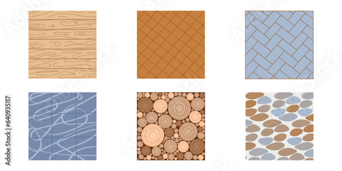 Texture of natural finishing materials for floor. Interior design concept. Vector flat illustration...
