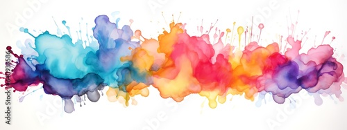 Colorful watercolor ink splashes isolated on white background. Vector illustration.