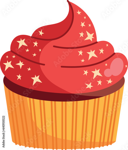 red cupcake with sparks