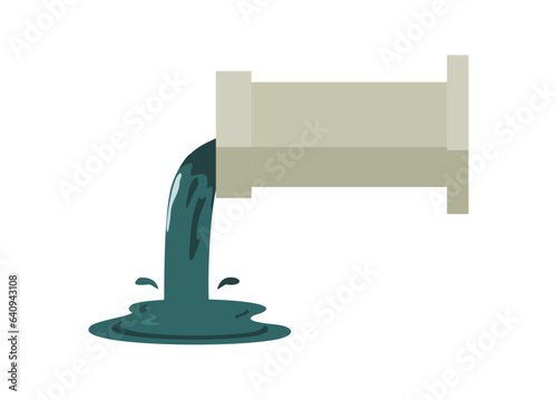 Sewer pipe and waste water. Simple flat illustration.